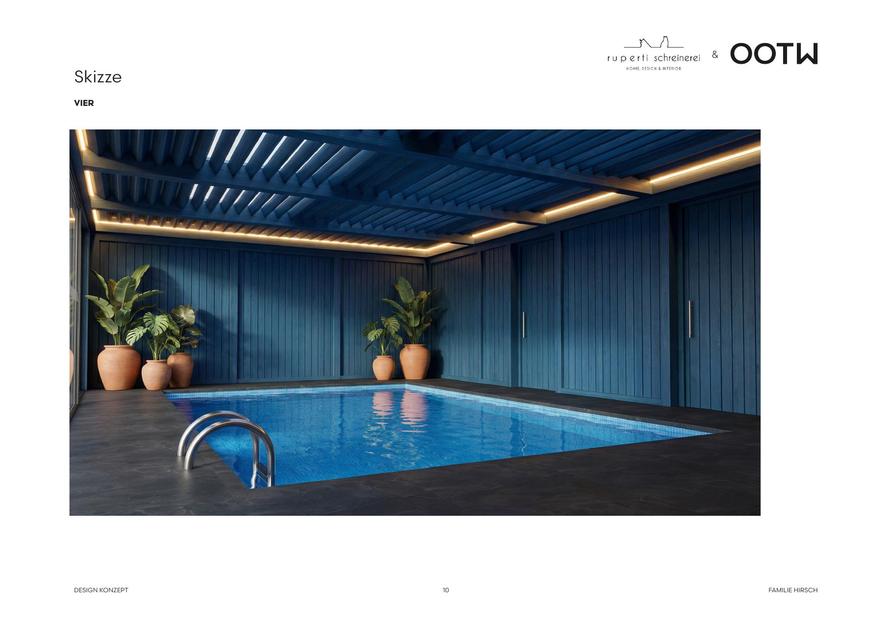 Atmosphärische Visualisierung eines privaten Poolbereichs